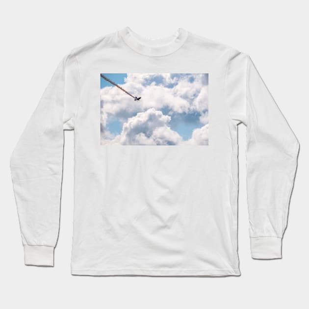 Biplane Flying into the Clouds Long Sleeve T-Shirt by jonrendle